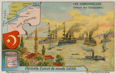 Mapa, herb i widok Cieśniny Dardanelskiej autorstwa European School