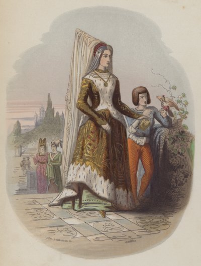Maria Burgundzka, pierwsza żona przyszłego cesarza rzymskiego Maksymiliana I (kolorowa rycina) autorstwa European School