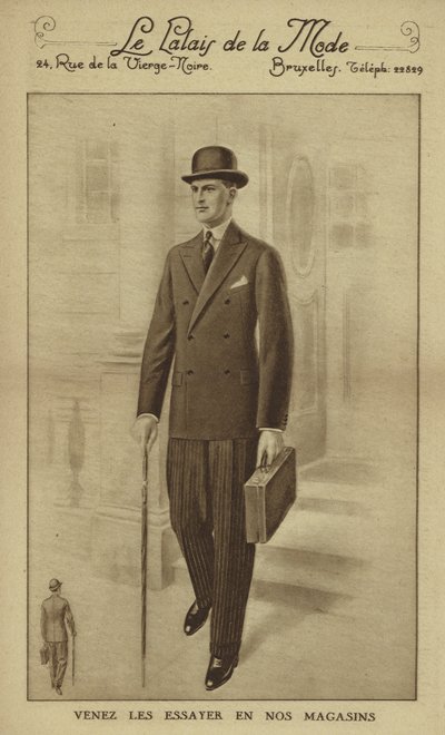 Moda męska około 1930 roku (litografia) autorstwa European School