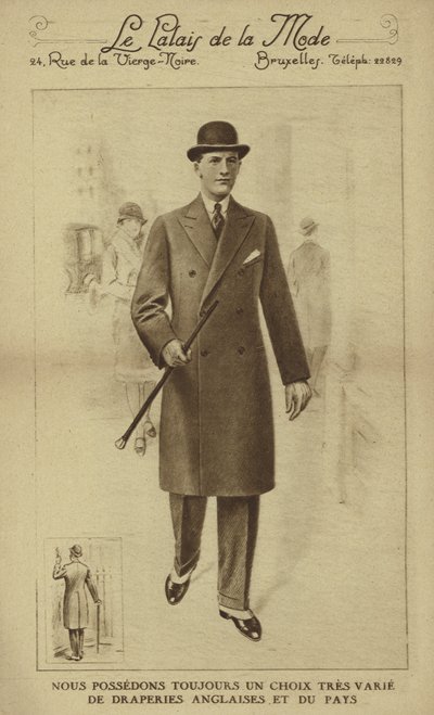 Moda męska około 1930 roku (litografia) autorstwa European School