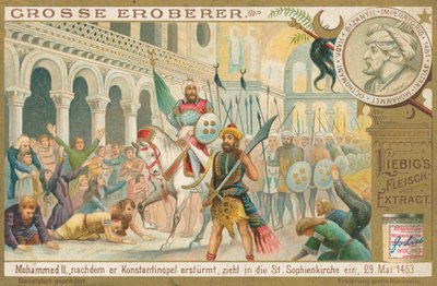 Mohammed II w Konstantynopolu, karta Liebig, początek XX wieku (chromo) autorstwa European School