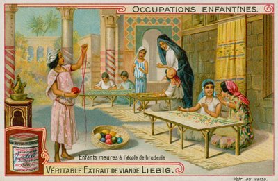 Mauretańskie dzieci pracujące w Szkole Haftu (chromolitho) autorstwa European School