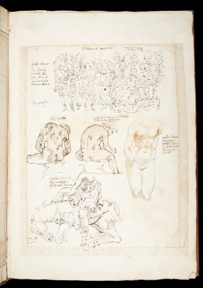 Ms 701 fl.34v, Rysunek z widokiem na Spinario od tyłu, koniec XV w. (pióro i atrament na papierze) autorstwa European School