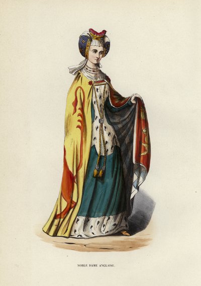 Noble Dame Anglaise (kolorowy grawerunek) autorstwa European School