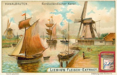 Noordhollandsch Kanaal, Holandia (chromolitografia) autorstwa European School