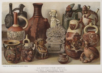 Stara ceramika z Ameryki (chromolitho) autorstwa European School