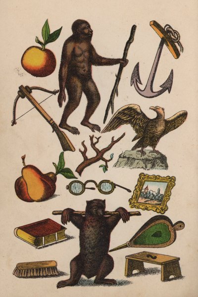 Strona z magicznej księgi (kolorowa litografia) autorstwa European School