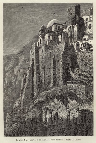 Palestyna, klasztor San Sabas widziany z potoku del Cedron autorstwa European School