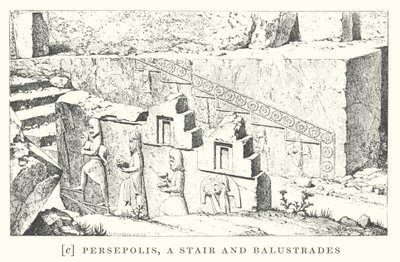Persepolis, schody i balustrady (litografia) autorstwa European School