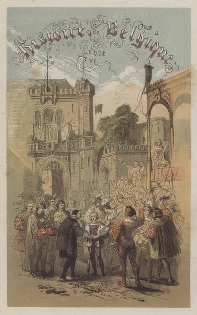 Filip Przystojny, książę Burgundii, wygrywając konkurs w strzelaniu z kuszy (kolorowy grawerunek) autorstwa European School