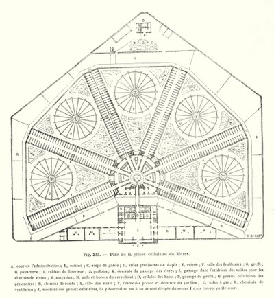 Mapa więzienia w Mazas (grawerowanie) autorstwa European School