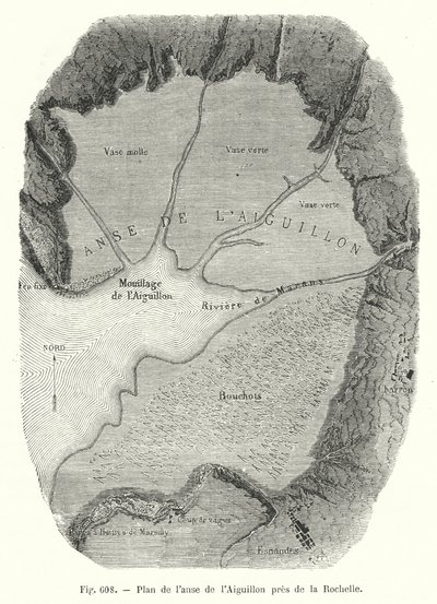 Plan zatoki Aiguillon w pobliżu La Rochelle (rycina) autorstwa European School
