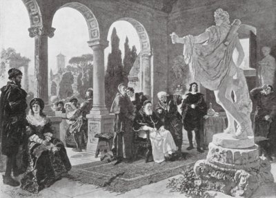 Papież Juliusz II i Apollo Belwederski (litografia) autorstwa European School