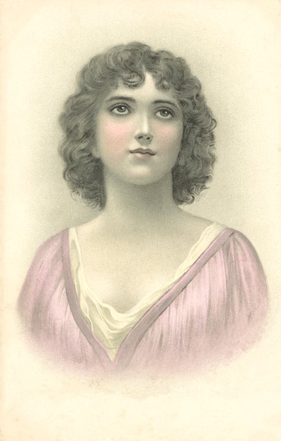Portret dziewczynki (litografia kolorowa) autorstwa European School
