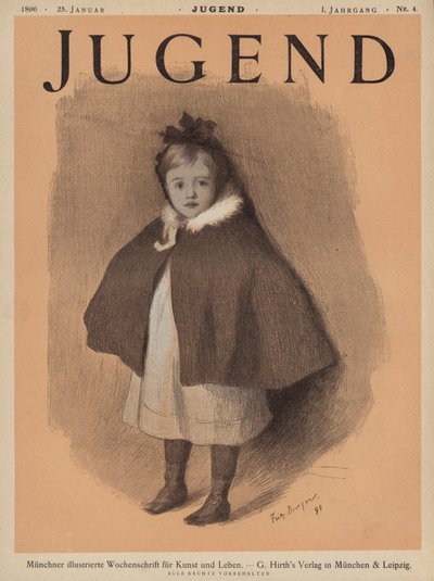 Portret dziewczynki w pelerynie (kolor litho) autorstwa European School