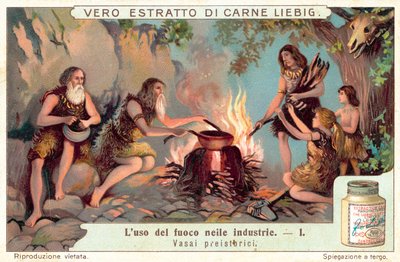 Prehistoryczni garncarze (chromolitho) autorstwa European School