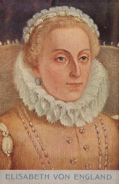 Królowa Elżbieta I (kolorowa litografia) autorstwa European School