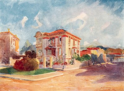 Rezydencja dr Pedro de Toledo, byłego ministra rolnictwa, Avenida Beira Mar (kolorowa litografia) autorstwa European School
