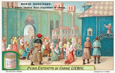 Scena z opery Modesta Musorgskiego Borys Godunow (chromolitho) autorstwa European School