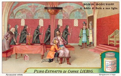 Scena z opery Modesta Musorgskiego Borys Godunow (chromolitho) autorstwa European School