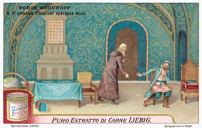Scena z opery Modesta Musorgskiego Borys Godunow (chromolitho) autorstwa European School