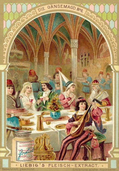 Scena z baśni braci Grimm The Goose Girl (chromolitho) autorstwa European School