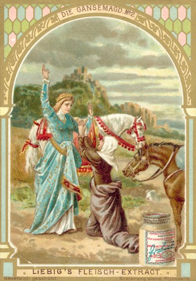 Scena z baśni braci Grimm The Goose Girl (chromolitho) autorstwa European School