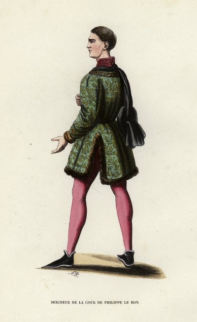Lord of the Court Of Philippe Le Bon (kolorowy grawerunek) autorstwa European School