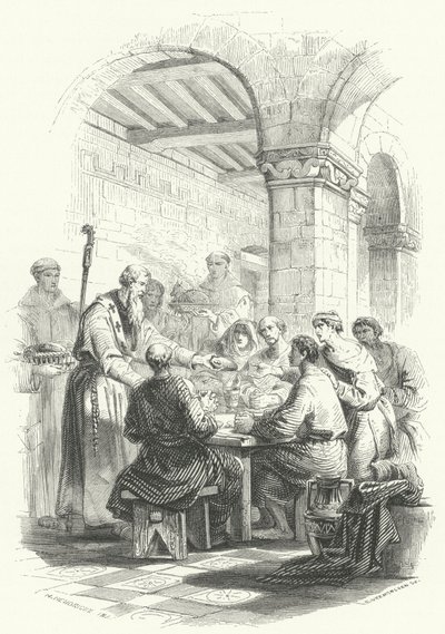 Św. Eligiusz podający żywność ubogim (rycina) autorstwa European School