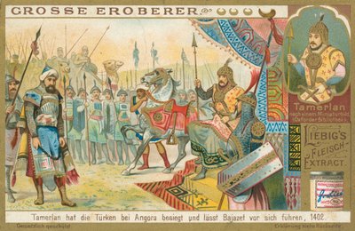 Tamburlaine podbija Bajazeth, karta Liebig, początek XX wieku (chromo) autorstwa European School