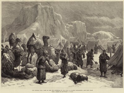 Wojna afgańska, obóz III Goorkhas in the Snow u sułtana Mohammeda (rycina) autorstwa European School