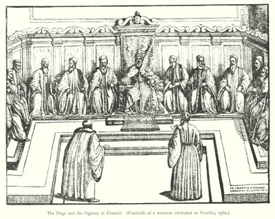 Doge and the Signory in Council (rycina) autorstwa European School