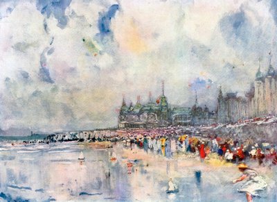 Kursaal i Digue, Ostenda (kolorowa litografia) autorstwa European School