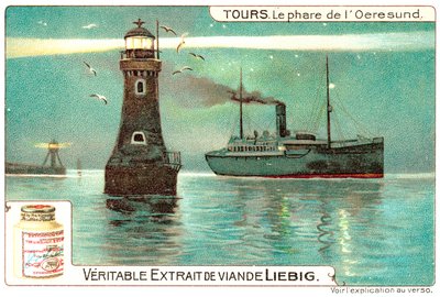 Latarnia morska w Oresund, między Danią a Szwecją (chromolitho) autorstwa European School
