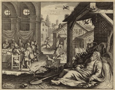 Tobit oślepiony odchodami wróbli (rycina) autorstwa European School