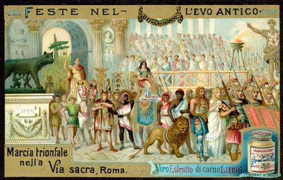Triumfalny marsz wzdłuż Via Sacra w Rzymie (chromolitho) autorstwa European School