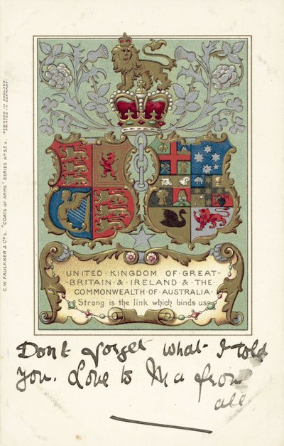 Zjednoczone Królestwo Wielkiej Brytanii i Irlandii oraz Związek Australijski (kolorowa litografia) autorstwa European School