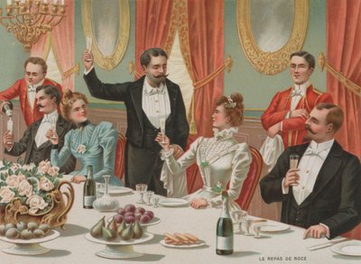 Posiłek weselny (chromolitho) autorstwa European School