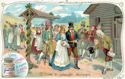 Procesja ślubna w Norwegii (chromolitho) autorstwa European School