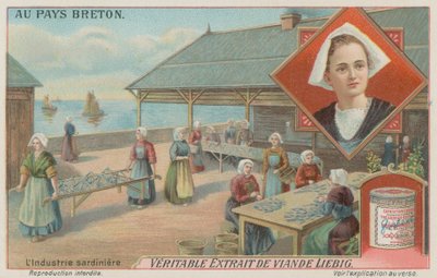 Kobiety przygotowujące sardynki (chromolitho) autorstwa European School