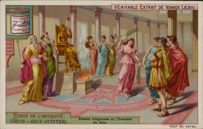 Zeus, bóg starożytnej Grecji (chromolitho) autorstwa European School