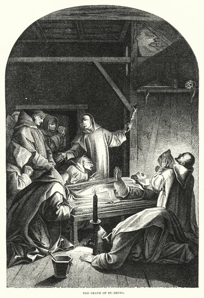 Śmierć św. Brunona (rycina) autorstwa Eustache (after) Le Sueur