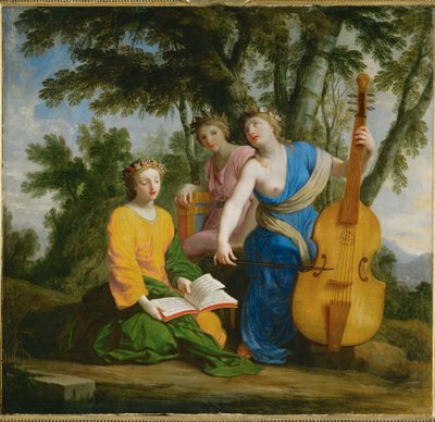 Melpomene, Erato i Polyhymnia ... autorstwa Eustache (studio of) Le Sueur