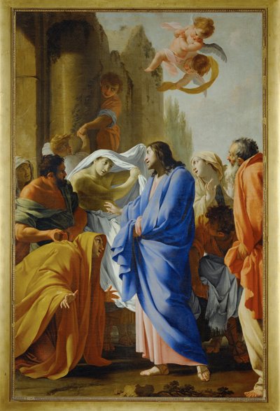 Chrystus wskrzesza syna wdowy z Nain, namalowany przed 1640 r. (obraz na płótnie) autorstwa Eustache Le Sueur