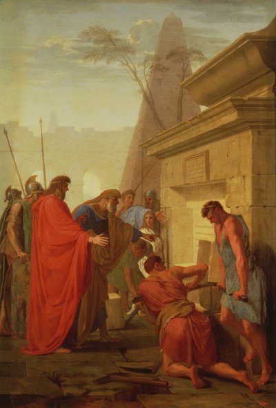 Darius Hystaspes otwiera grobowiec Nitocrisa, ok. 1649 r. autorstwa Eustache Le Sueur