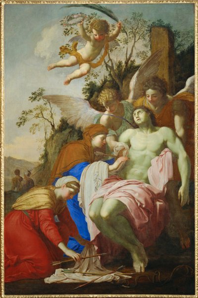 Święty Sebastian nękany przez świętą Irenę (obraz na płótnie) autorstwa Eustache Le Sueur