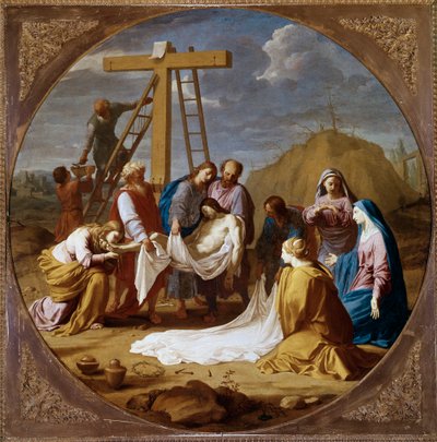 Złożenie Chrystusa (olej na płótnie, ok. 1651) autorstwa Eustache Le Sueur