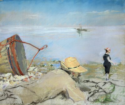 Henri Guerard relaks na plaży (pastel na płótnie) autorstwa Eva Gonzalès