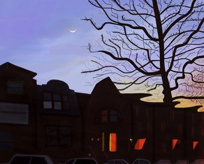 9th Street, Brooklyn, 2016 (narysowane ręcznie na iPadzie ołówkiem Apple) autorstwa Evan Sklar