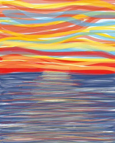 Ocean Atlantycki, 2018 (narysowany ręcznie na iPadzie ołówkiem Apple) autorstwa Evan Sklar